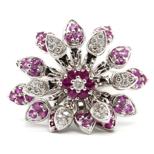 18k white gold ruby diamond - white,